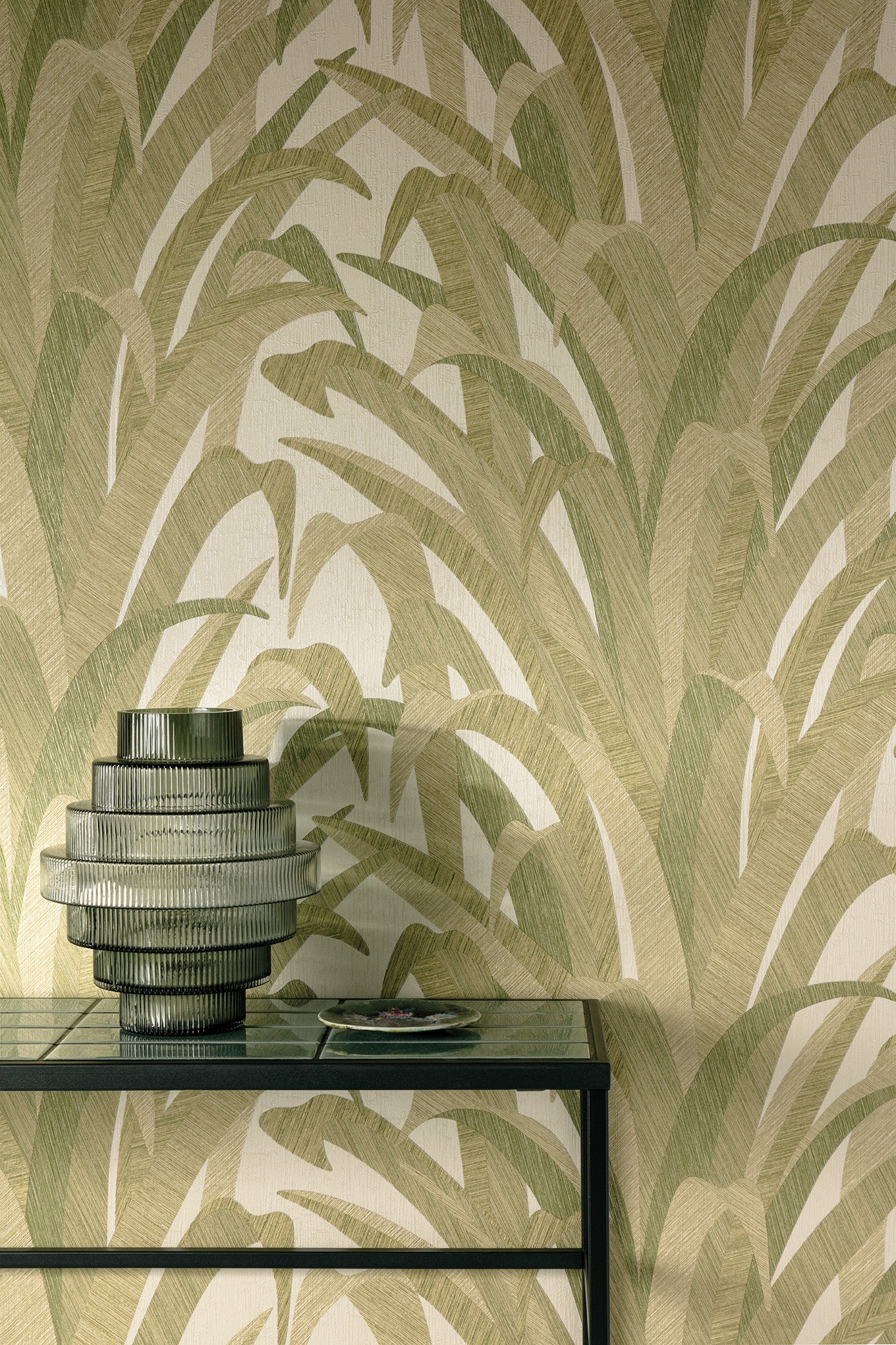 Grandeco Cumaru Olivine Green Wallpaper Roll 10m x 53cm